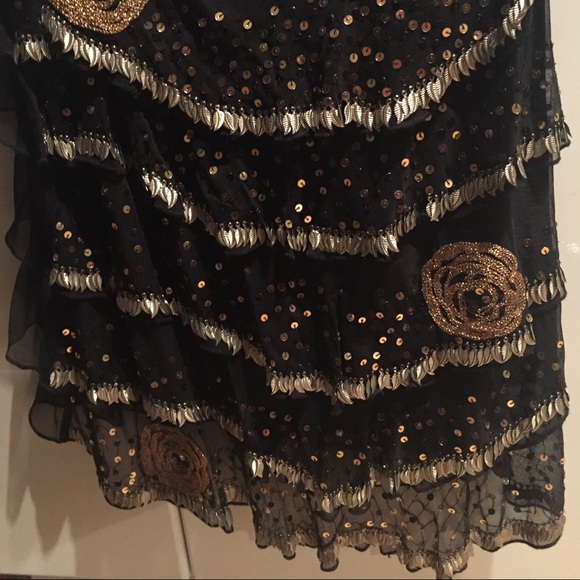 Marciano Black with Gold Beads Tiered Camisole Sm - Picture 2 of 6